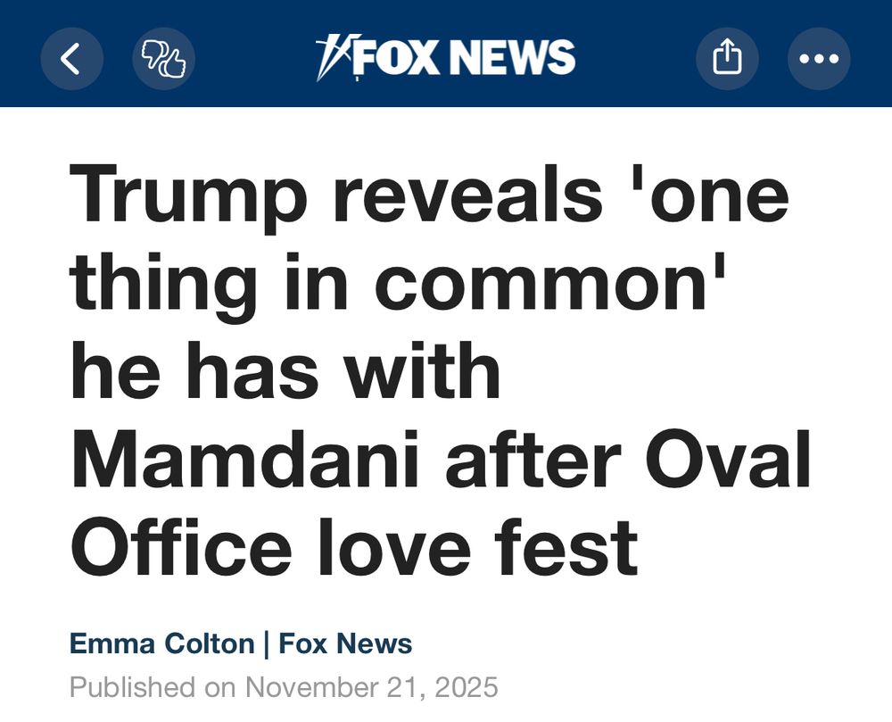 Fox News headline: Trump reveals 'one thing in common' he has with Mamdani after Oval Office love fest