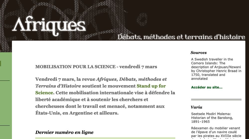 le mouvement Stand up for Science. Cette mobilisation internationale vise à défendre la liberté académique et à soutenir les cherchers et chercheuses dont le travail est menacé, notamment aux États-Unis, en Argentine et ailleurs.
