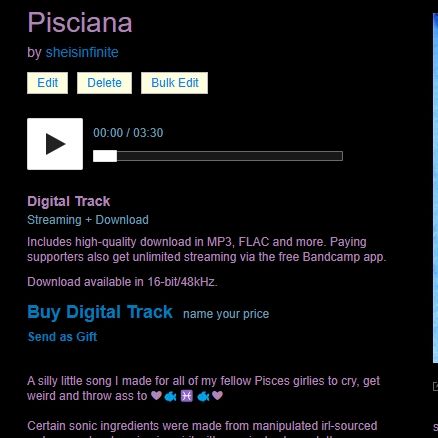 The Bandcamp page for Pisciana