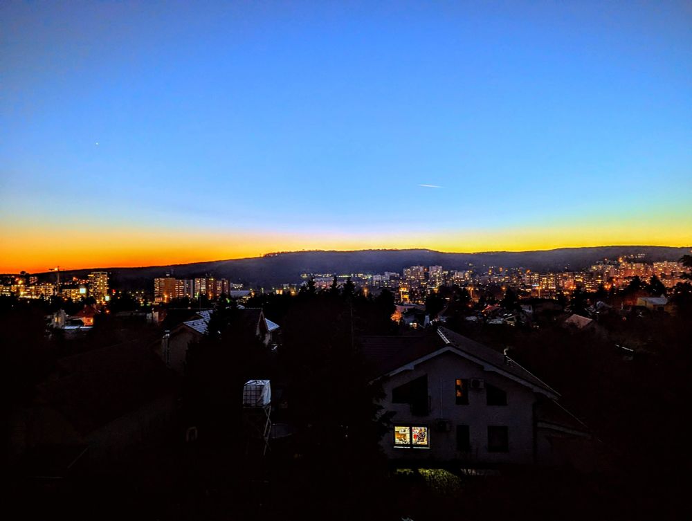 Sunsetting night sky
