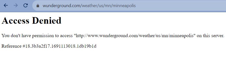 Screenshot saying Access Denied: You don't have permission to access weather in Minneapolis.