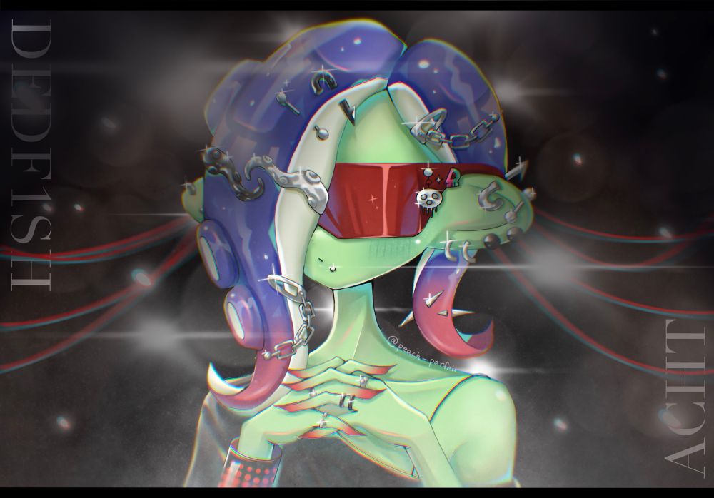 Illustration of Acht / Dedf1sh with lots of accessories !