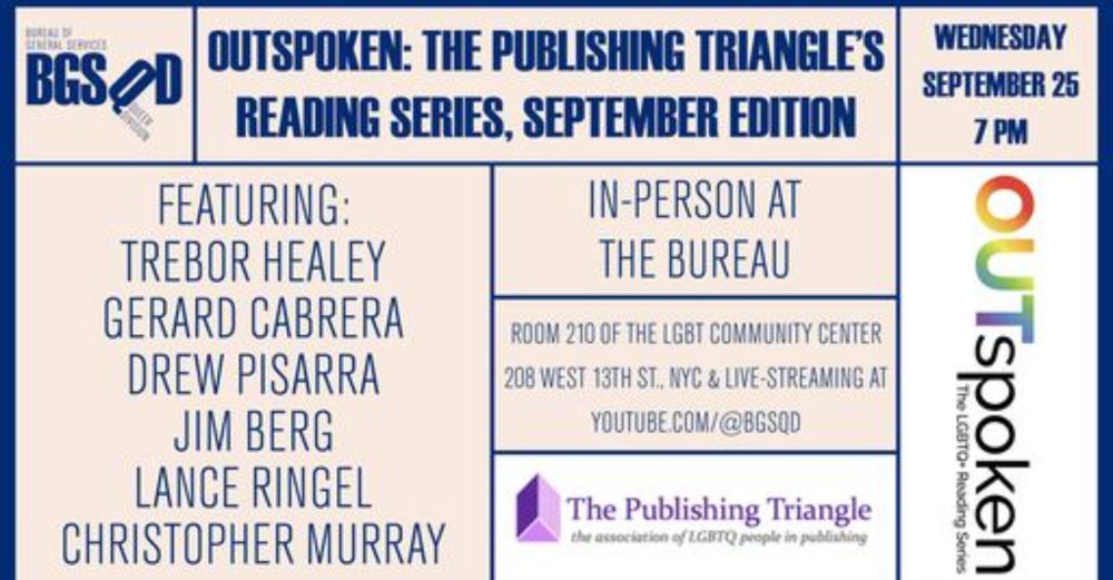 SEPTEMBER 25 OUTSPOKEN READING SERIES RETURNS | The Publishing Triangle