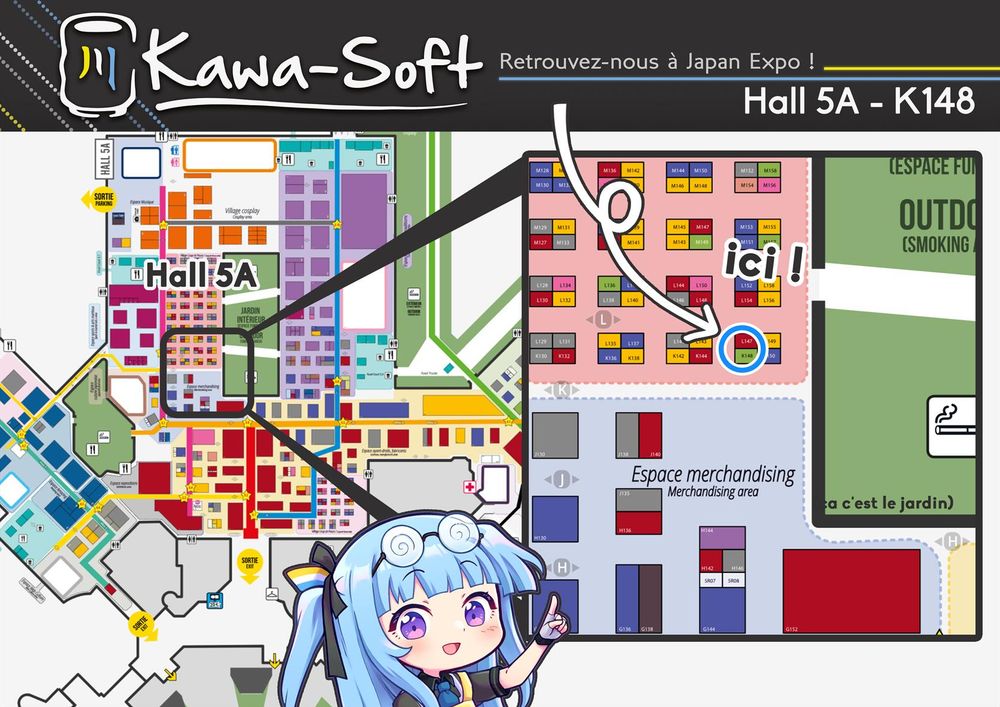Plan où trouver le stand Kawasoft à JE