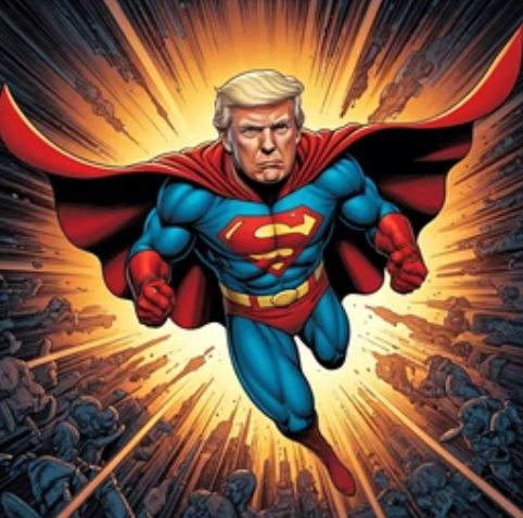 stupid AI concept art of Trump as Superman