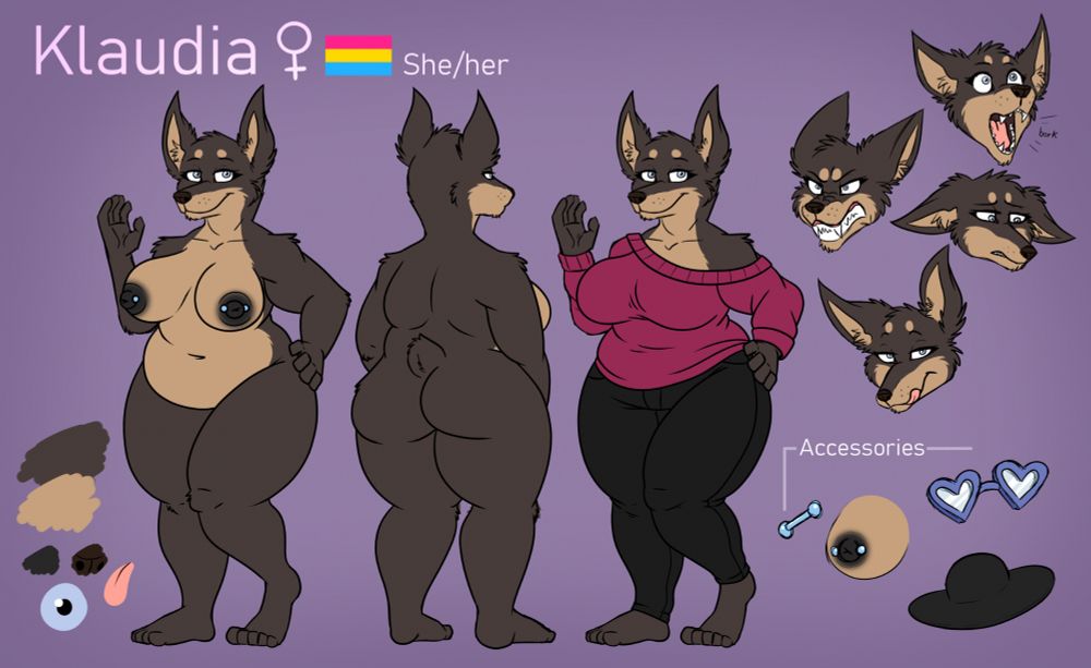 Ref sheet for Klaudia the doberman