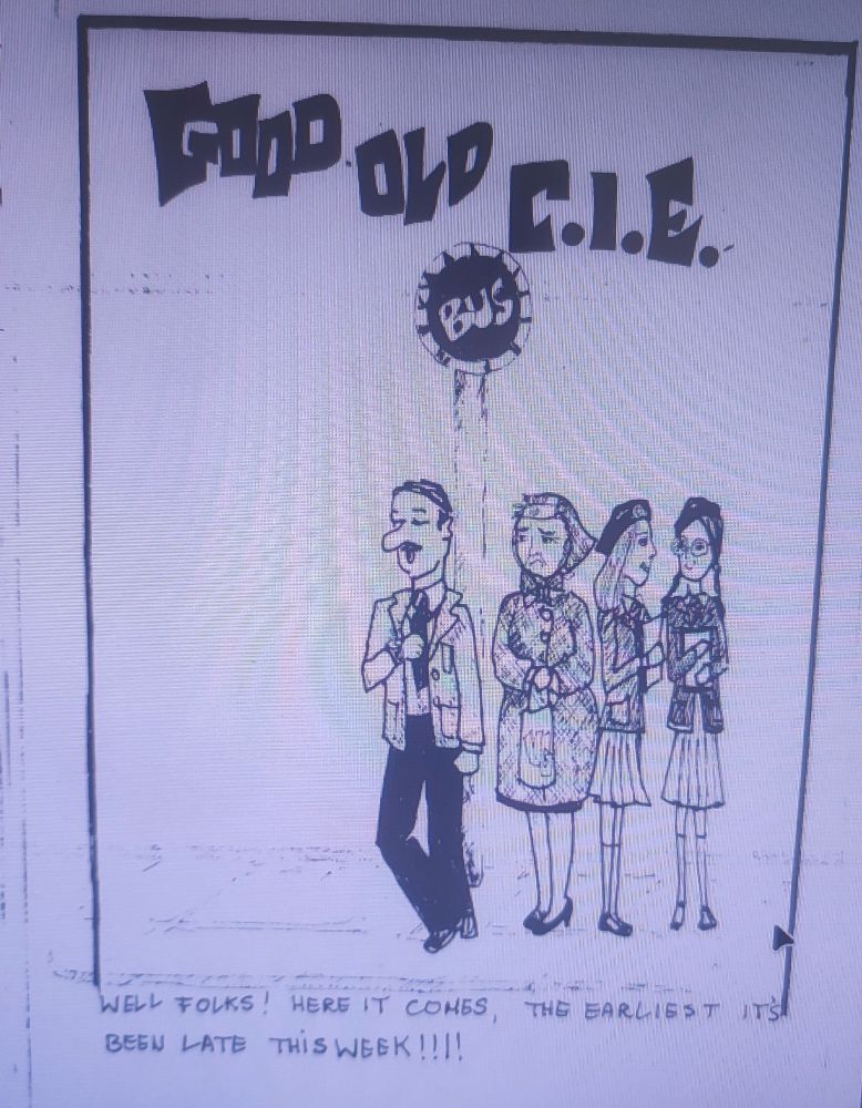 Illustration from 1970s Gay newsletter Sapphire Good Old C.I.E "well folks! Here it comes, the earliest its been late this week!!!"
#speirgorm