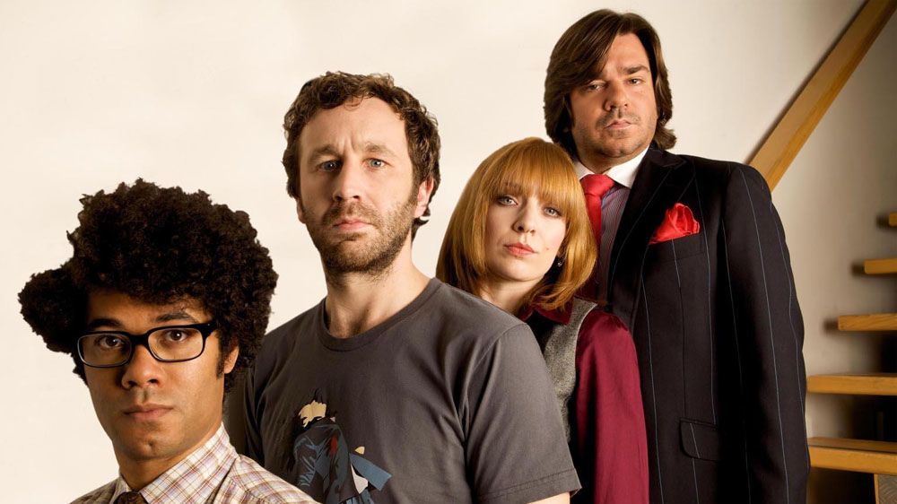 Richard Ayoade, Chris O’Dowd, Katherine Parkinson, and Matt Berry of The I.T. Crowd