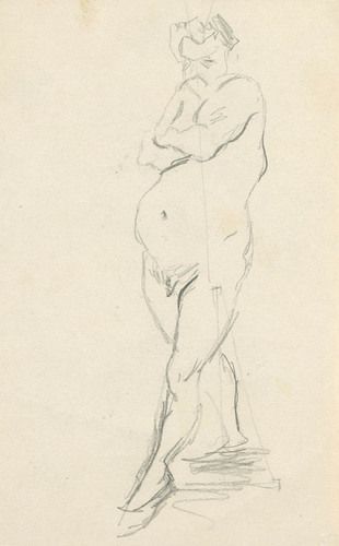 This sketch, titled "In Hell," showcases Arosenius's fluid and expressive pencil work to depict a figure in a contemplative pose, evoking themes of introspection and conflict. Part of the "Ivar Arosenius" collection, the work reflects the Swedish artist's interest in mythology and human emotion.