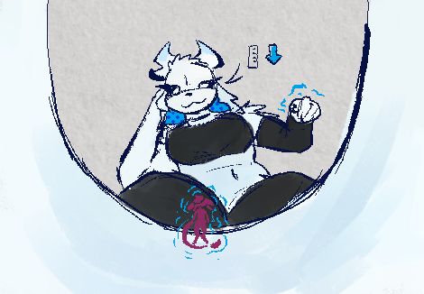 an extremely small ari cast in shadow in the gap between jax's toes, looking out over her lazily lying back, using some magic from a pointed finger to keep shrinking her down
