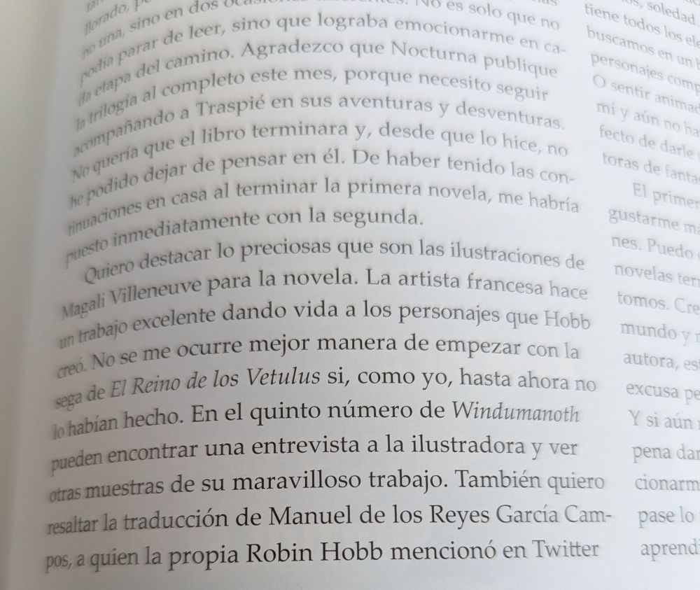 Fragmento de la reseña de la novela Aprendiz de asesino.