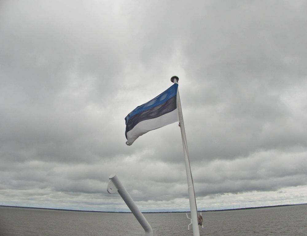 the Estonian flag on the ferry connecting Virtsu and Kuivastu