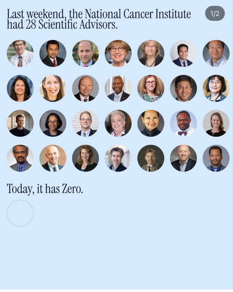 Last weekend, the National Cancer Institute had 28 Scientific Advisors. Today, it has Zero.