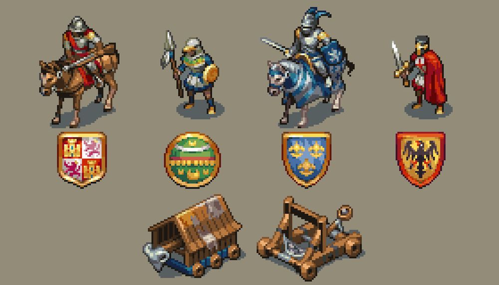 Pixel Art of several units from Age of Empires II
