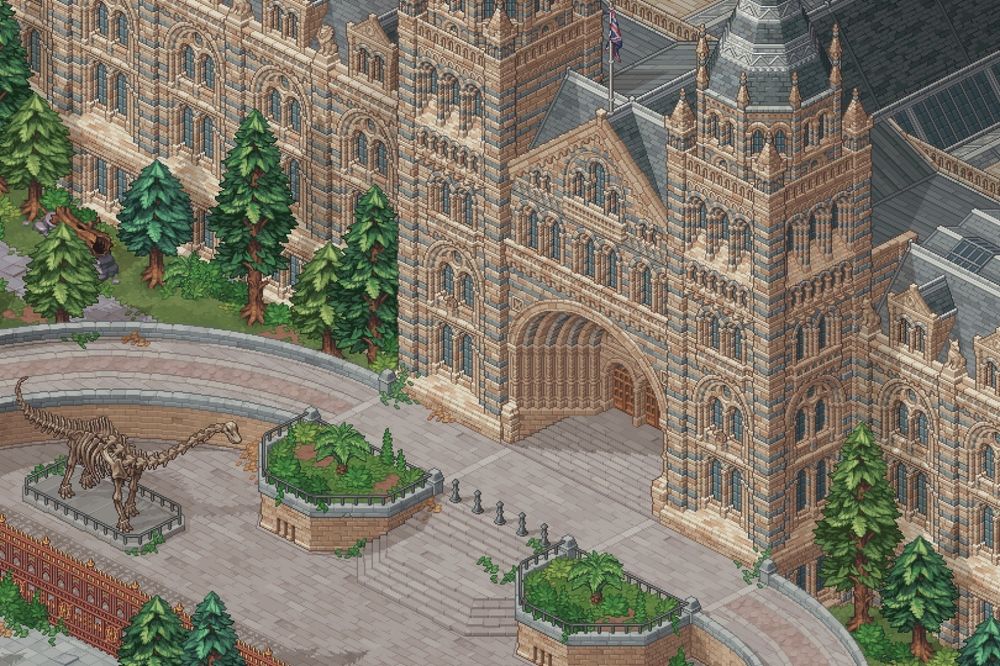 Pixel Art of London's Natural History Museum in Isometric