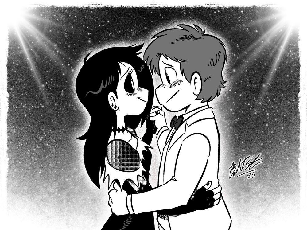 Erma and Connor as teenagers dancing at Prom Night.