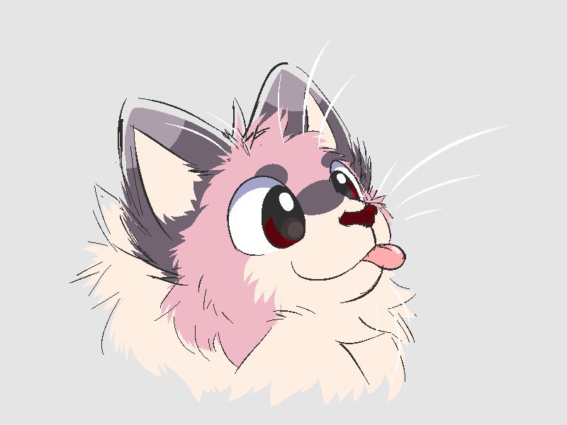 Digital art drawn in SAI V2. Binary-pen headshot doodle of Willie's cat sona
