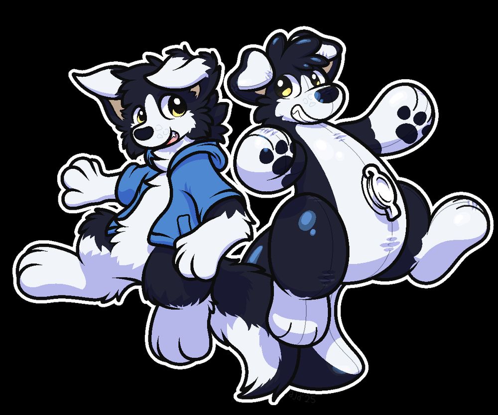 Digital art drawn in SAI V2. Two Coloured and shaded binary-pen drawings of Gates for TardorJet