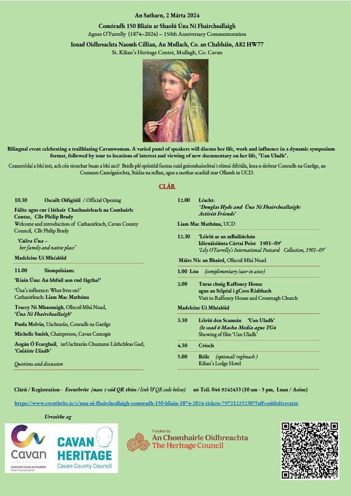 Póstaer le sonraí faoi Comóradh 150 Úna Ní Fhaircheallaigh