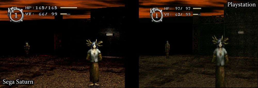 comparing screenshots from the sega saturn and playstation versions