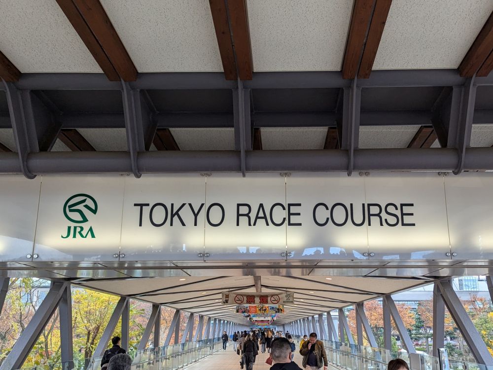 連絡橋にTOKYO RACE COURSEと書かれている。