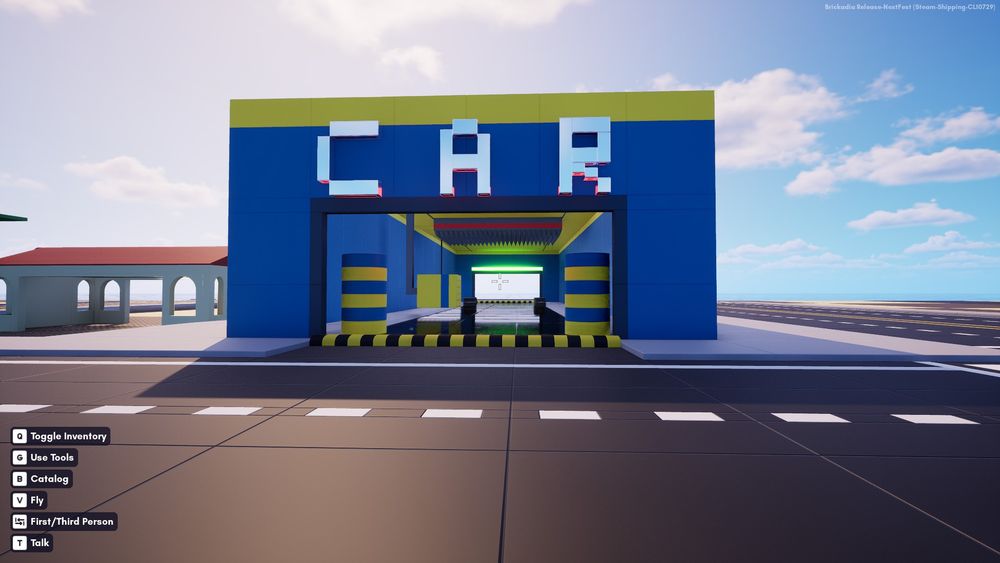A car wash made of bricks that has a spike trap in it