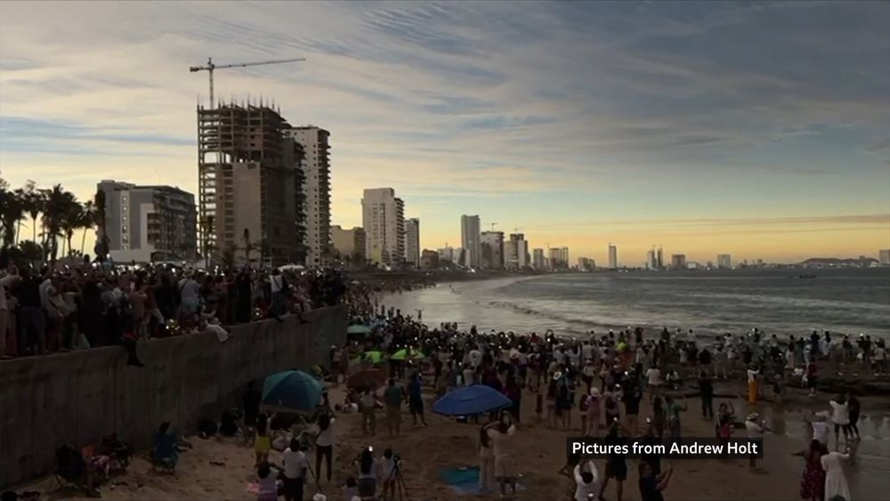 This was the reaction from crowds on the pacific coast of Mexico, who were the first to see the sky go completely dark just after 11:00 there this morning.