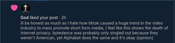 A user called God liked the original post