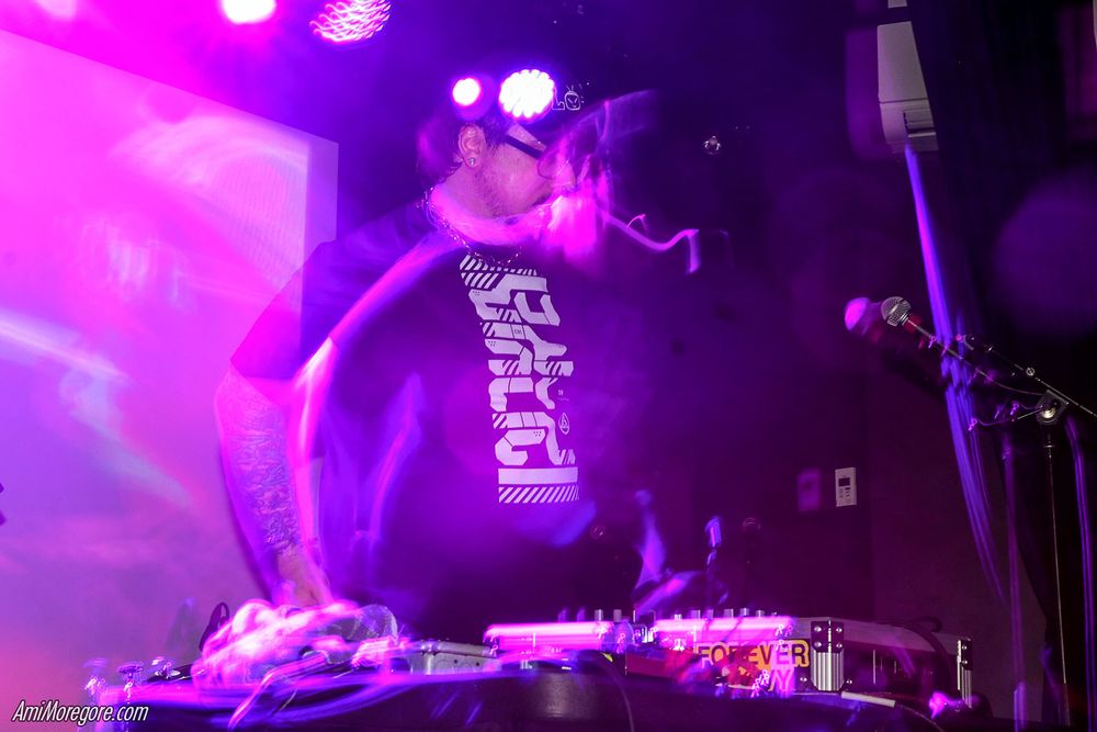 Graz on stage performing with delayed shutter effects