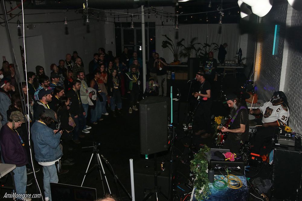 Concert photo of Math the Band from a high angle
