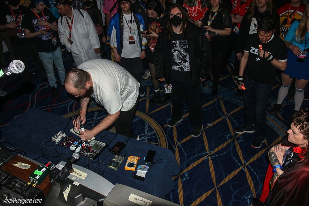 datacats performs in front of the stage with the crowd around them