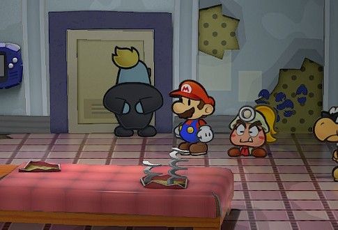 screenshot from Paper Mario TTYD Remake, the glitz pit security's backside