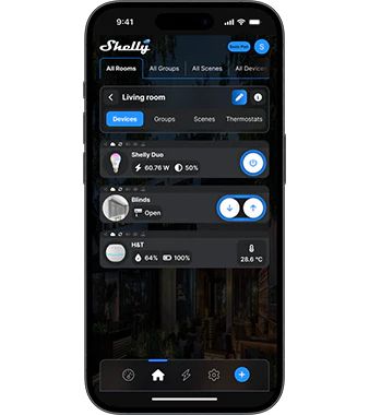 Screenshot på Shelly’s app (från deras hemsida)