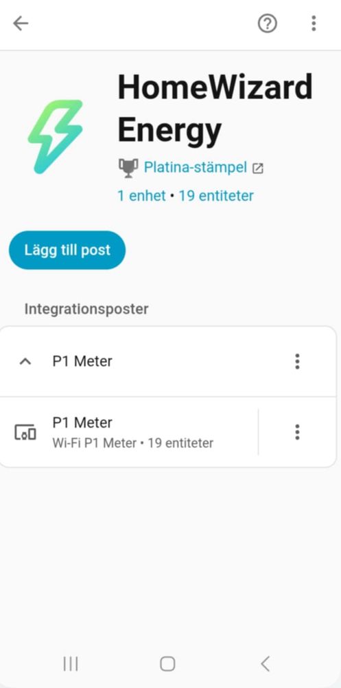Screenshot från Homewizard-appen