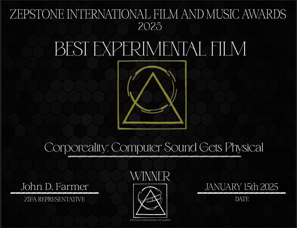 Certificate of award for best experimental Film