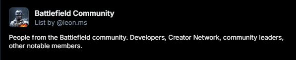 An image of the Battlefield Community list.