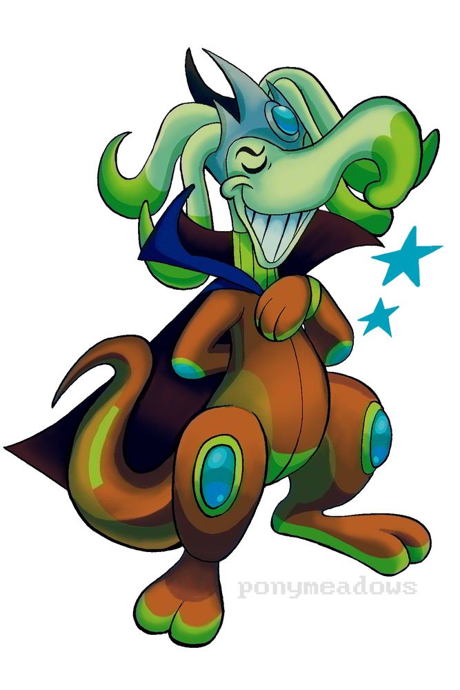 an alien blumaroo with a royalboy crown looking high and mighty