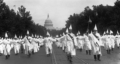 Ku Klux Klan members marching in front of the United States Capitol Building, August 8, 1925