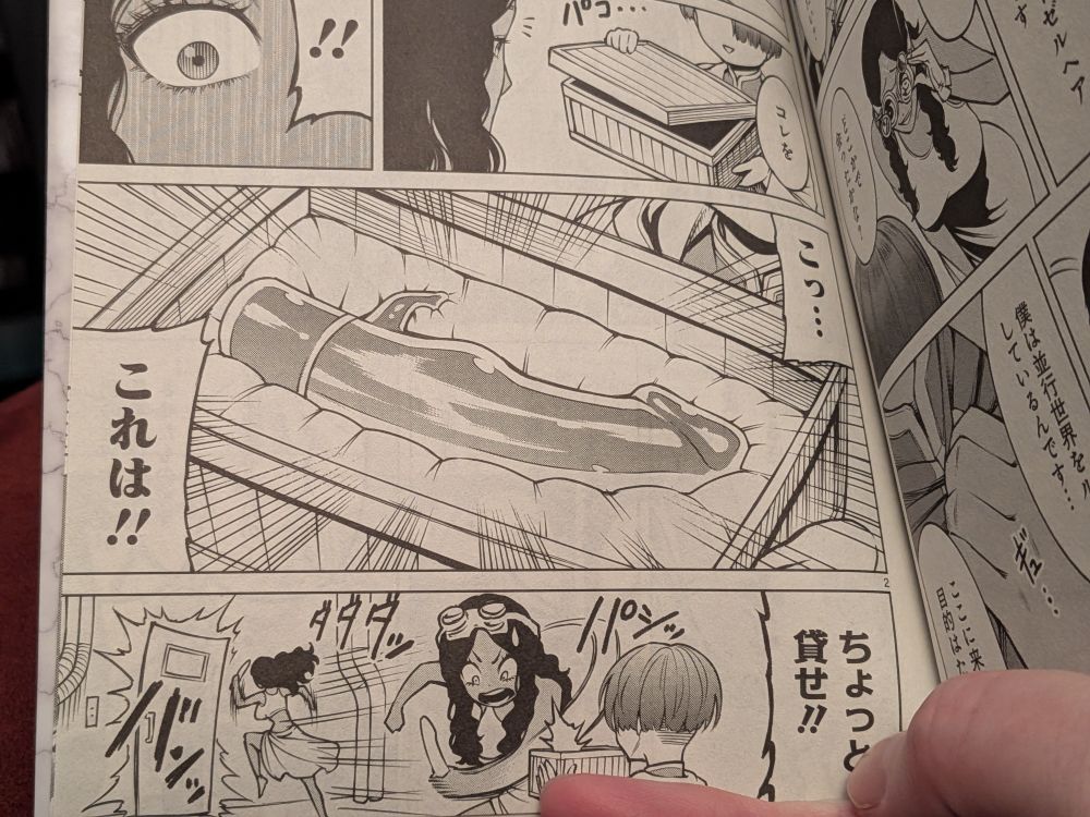 Getting the inventors help by bringing her the custom dildo she invented for her use in another dimension 