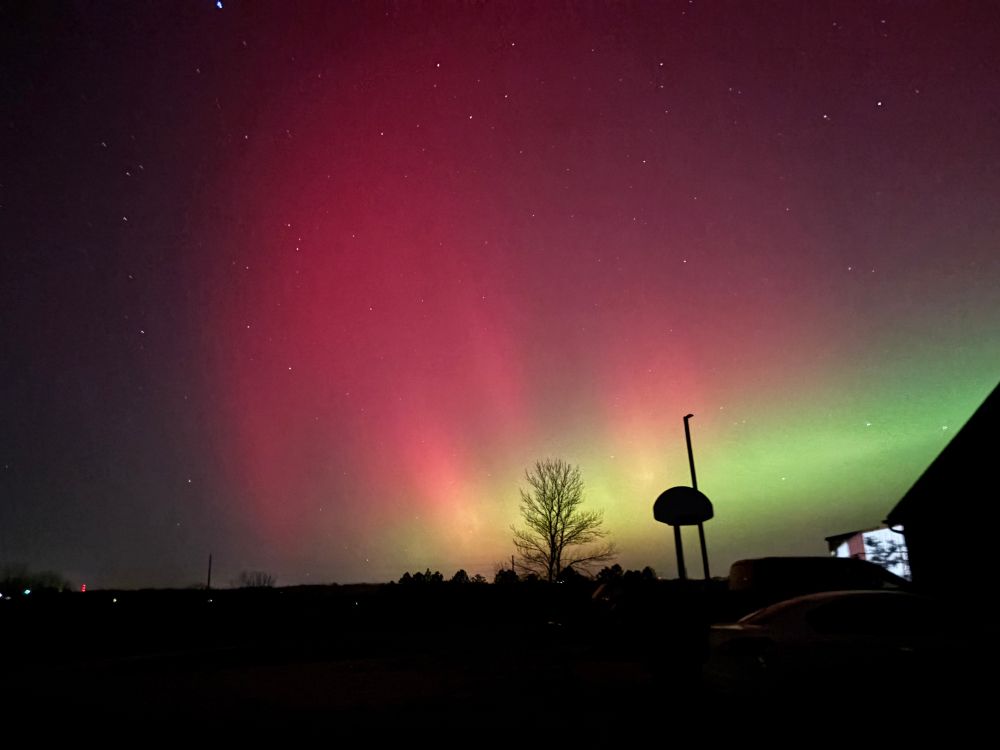 Bright pink aurora over Nebraska