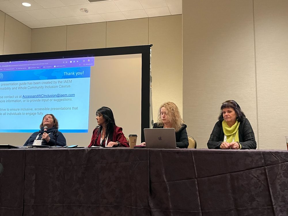 Four presenters teaching about how to effectively communicate for all populations including those with access and functional needs. 