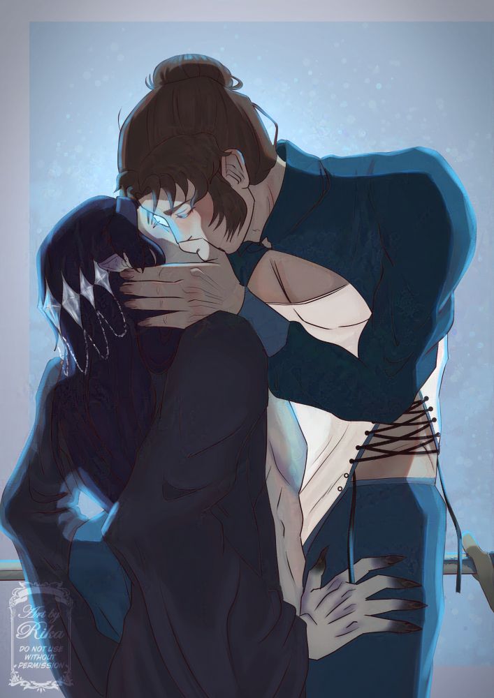 SQH sitting on his sword, kissing his king.