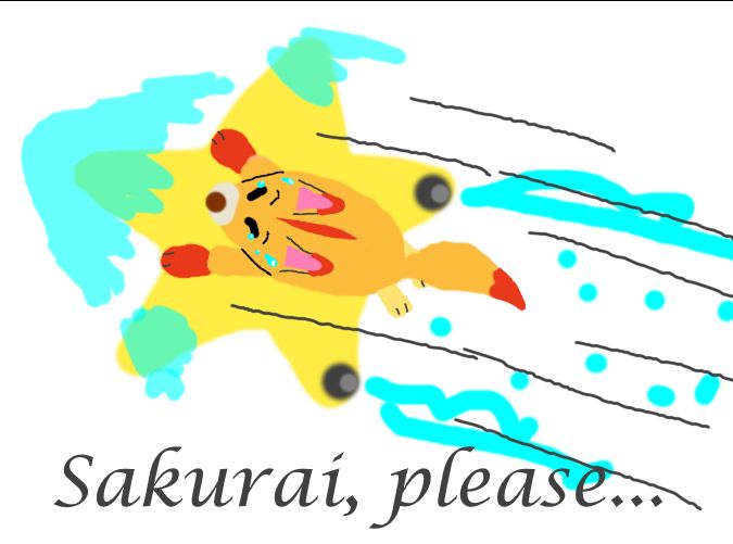 A very scattershot attempt at art, of the sort of visual I have and desire that I just HAD to put down somehow.
An Awoofy, a Kirby enemy from Forgotten Land, is barely grasping on to an Air Ride style Star, holding on for dear life with tears streaming from its eyes as the Star boosts onward with (lackluster) effects. Text is at the bottom, wistfully asking "Sakurai, please..."

I don't think I saw any Forgotten Land beast rep at all in the Direct, but I would love to be told or proven wrong. I just wanna be a furry lil guy. Would be hilarious to see any of the bosses anywhere, too. You already have Dedede on a machine, throw Clawroline or even Leongar down on a Star~ But the potential confusion or helplessness for an Awoofy would be great. Though, the shown basic enemy Riders seem to be skilled with no fear.