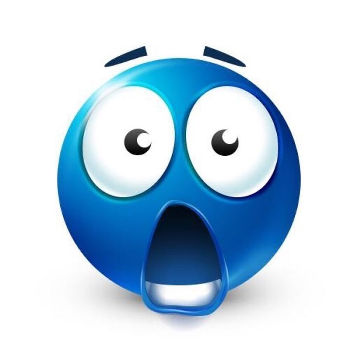 Stock cartoon render of a blue-faced emoji with a shocked expression