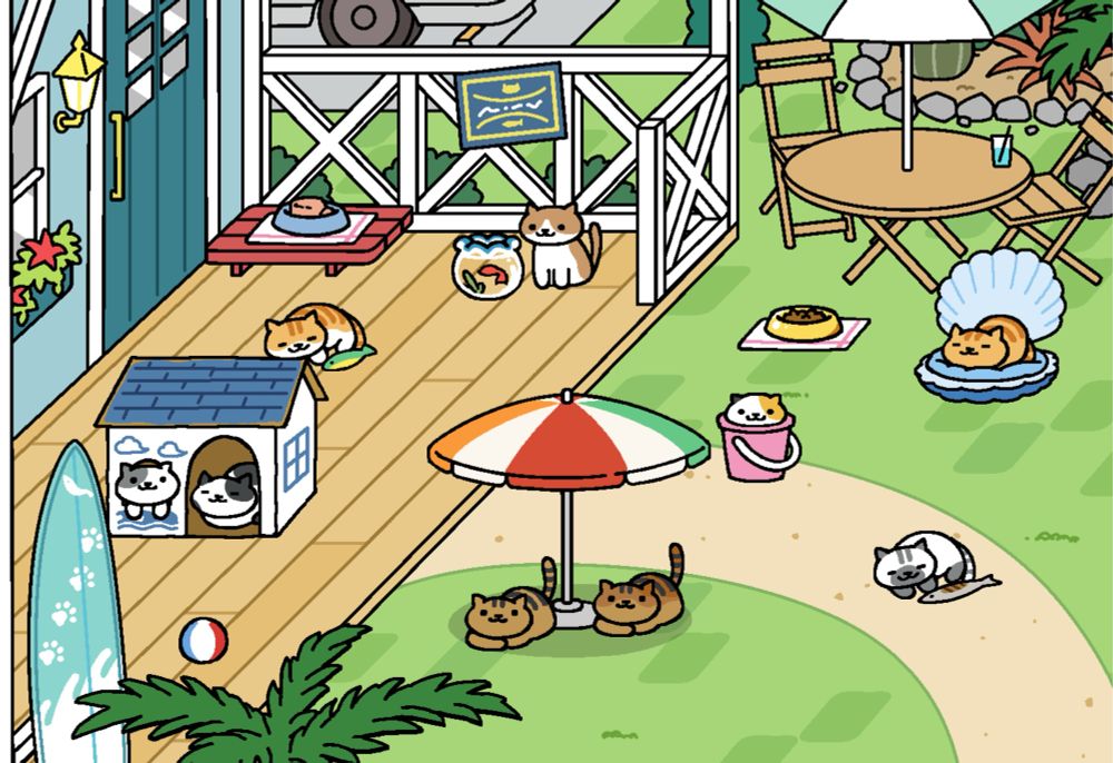 a screenshot from my current NekoAtsume+ game
