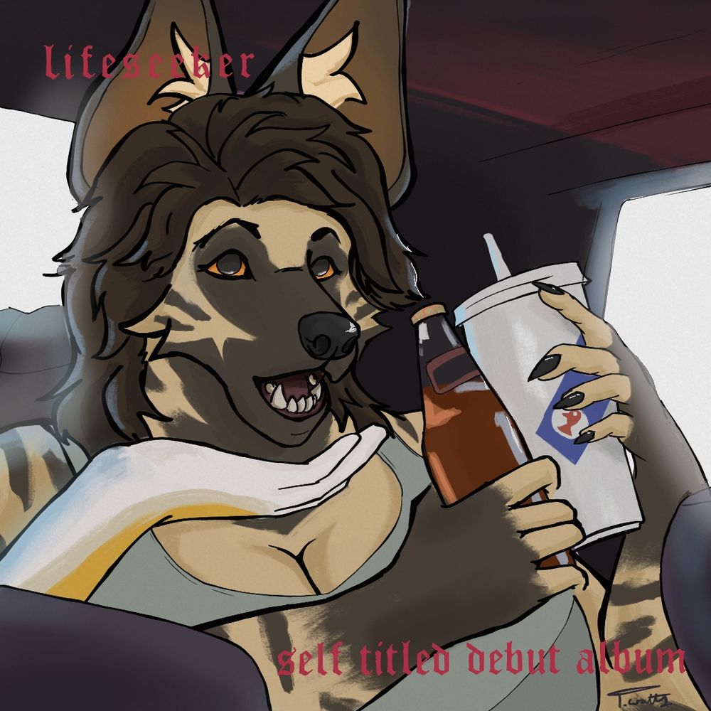 Art of the Lifeseeker self titled debut album but featuring a female version of my fursona Crane