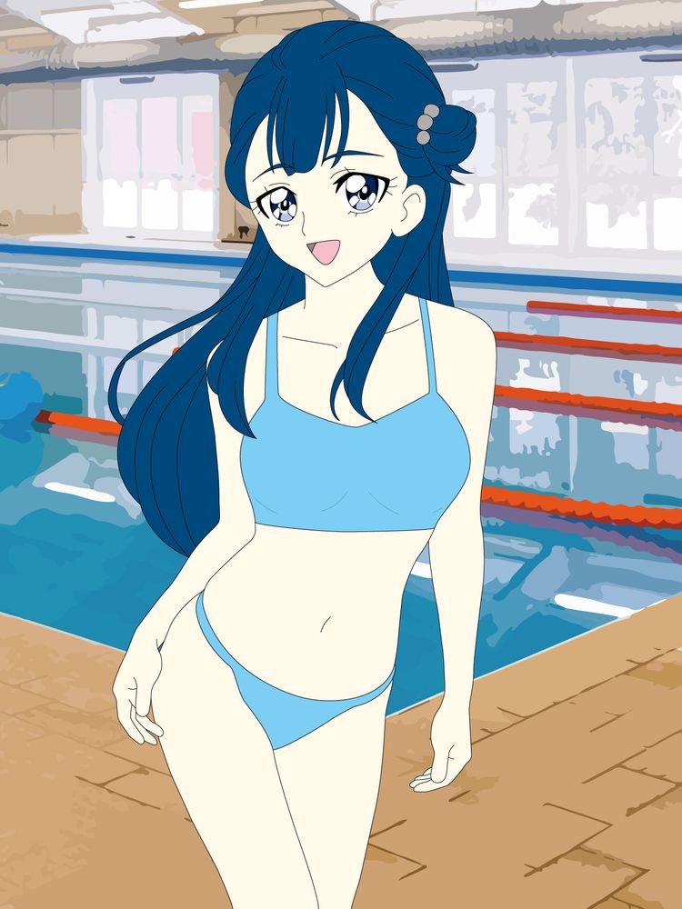 『HUGっと！プリキュア』の薬師寺さあや。
屋内プールでひと泳ぎした後。