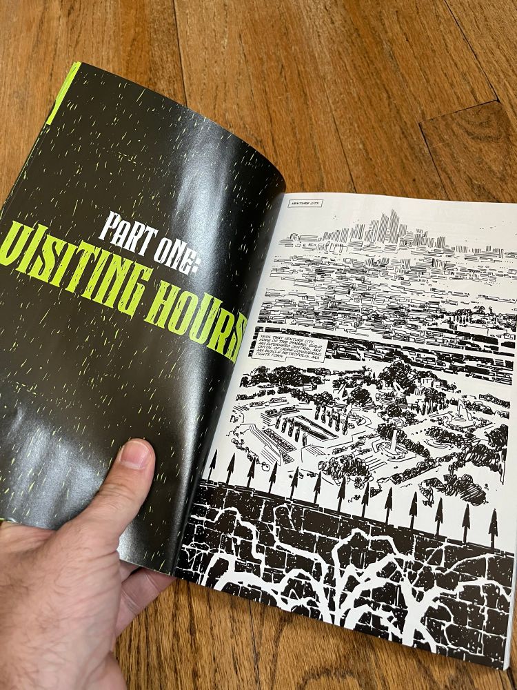 A page from the book showing a city from far away