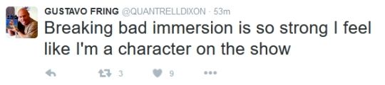 elpres tweet "Breaking bad immersion is so strong I feel like I'm a character on the show"