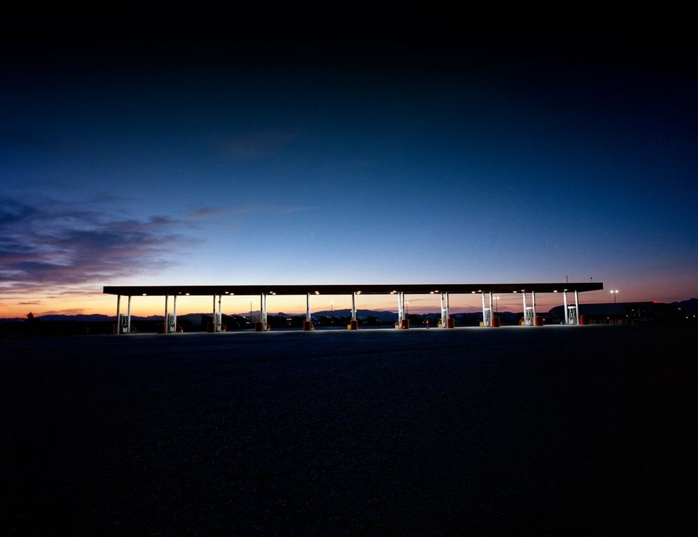A truck stop before dawn